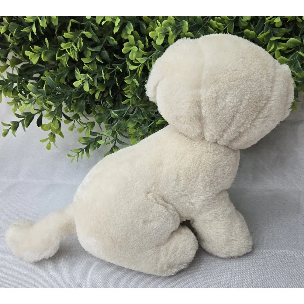 Vintage 1988 Dakin White Cream Puppy Dog Plush Seated Labrador Retriever 1980s